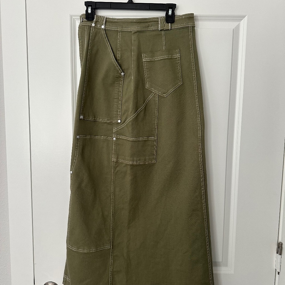 Anthropology Carpenter Maxi Pilcro Skirt Olive Green Women's Size 8 Like New